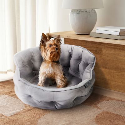 Image showing 5 th Precious Tails Ultra Plush Mini Tufted Velvet Round Cuddler Donut Pet Bed