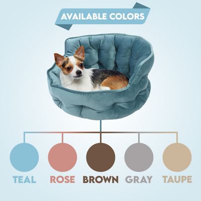 Image showing 6 th Precious Tails Ultra Plush Mini Tufted Velvet Round Cuddler Donut Pet Bed