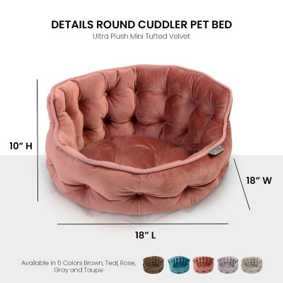 Image showing  Ultra Plush Mini Tufted Velvet Round Cuddler Donut Pet Bed