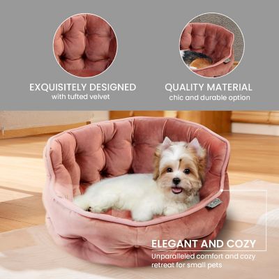 Image showing  Ultra Plush Mini Tufted Velvet Round Cuddler Donut Pet Bed