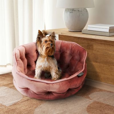Image showing 5 th Precious Tails Ultra Plush Mini Tufted Velvet Round Cuddler Donut Pet Bed
