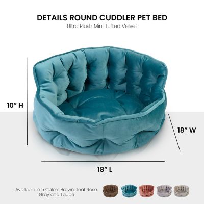 Image showing 1 th Precious Tails Ultra Plush Mini Tufted Velvet Round Cuddler Donut Pet Bed