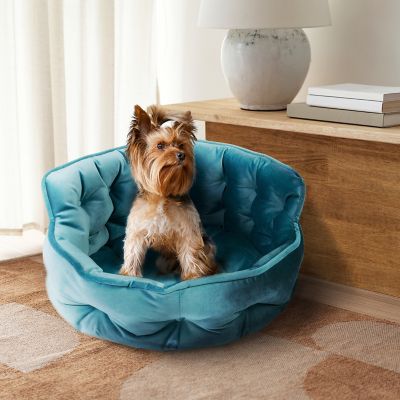 Image showing 5 th Precious Tails Ultra Plush Mini Tufted Velvet Round Cuddler Donut Pet Bed