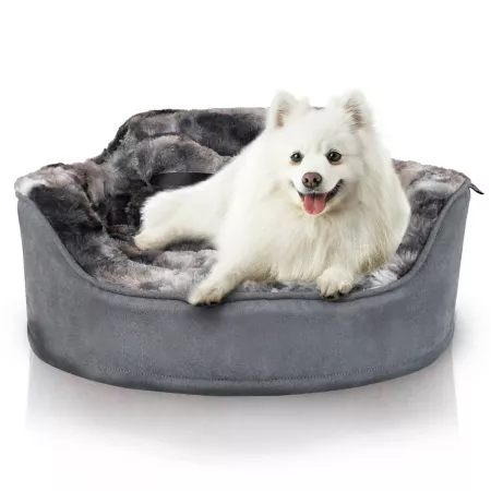 Precious Tails Princess Faux Fur Pet Pillow with Plush Pillow Bolster Dog Beds