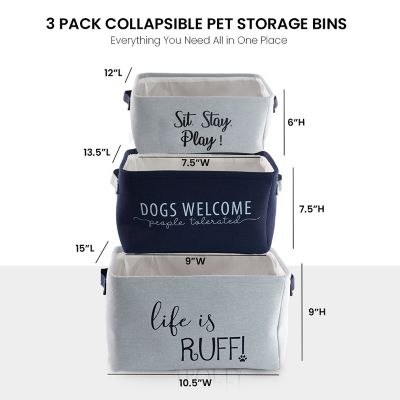 Image showing  3 pc. Home Base Collapsible Dog Toy Storage Bins