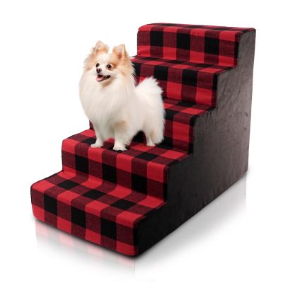 Precious Tails Plaid High-Density Foam Steps Pet Stairs