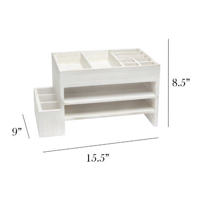Image showing  Home Office Tiered Desk Organizer with Storage Cubbies and Letter Tray