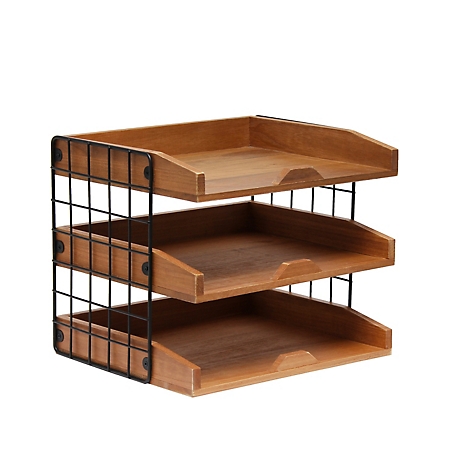 Elegant Designs Home Office Wood Desk Organizer Mail Letter Tray with 3 Shelves