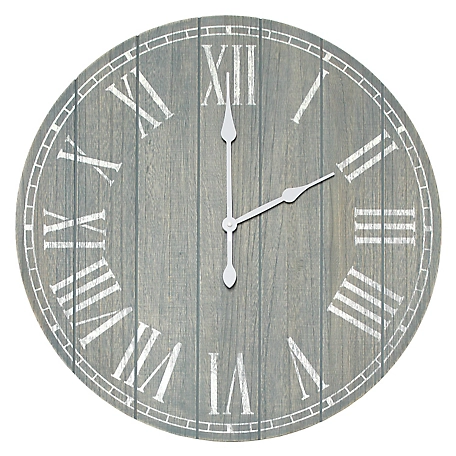Elegant Designs 23 in. Wood Plank Large Rustic Coastal Wall Clock, Dark Gray