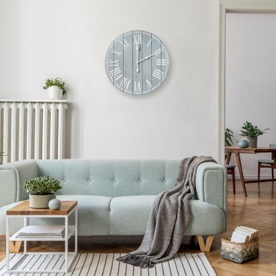 Elegant Designs Wood Plank Large Rustic Coastal Wall Clock, 23 in., Light Blue
