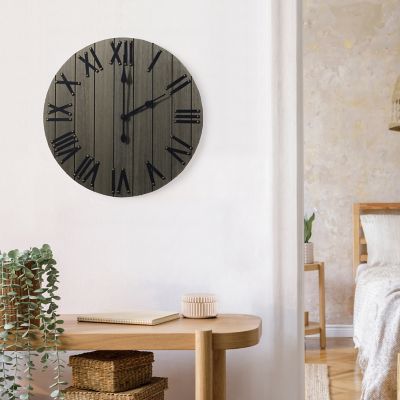 Elegant Designs 21 in. Handsome Rustic Farmhouse Wood Wall Clock, Rustic Gray