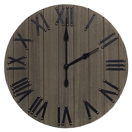 Elegant Designs 21 in. Handsome Rustic Farmhouse Wood Wall Clock, Rustic Gray