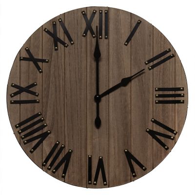 Elegant Designs 21 in. Handsome Rustic Farmhouse Wood Wall Clock, Restored Wood