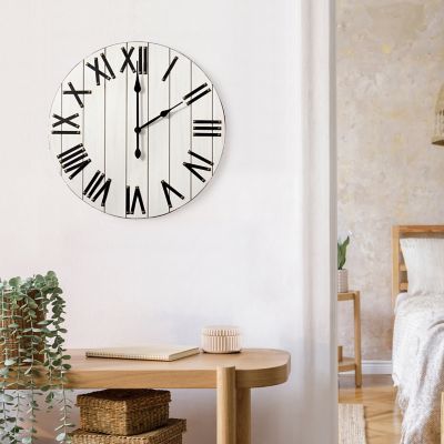 Elegant Designs Handsome Rustic Farmhouse Wood Wall Clock, 21 in., White