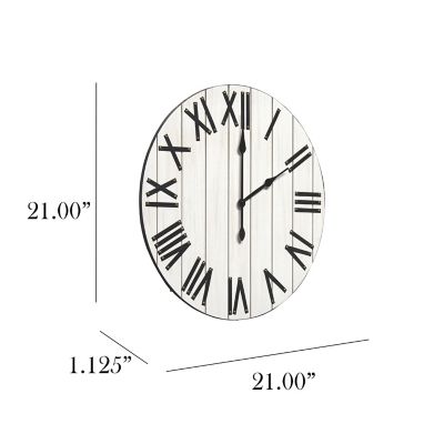 Image showing  Handsome Rustic Farmhouse Wood Wall Clock, 21 in., White