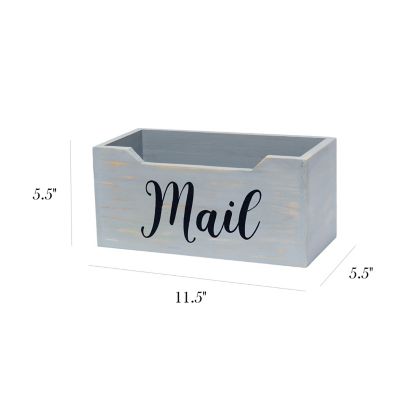 Image showing  Rustic Farmhouse Wooden Tabletop Decorative Organizer Box, Gray, Mail Script