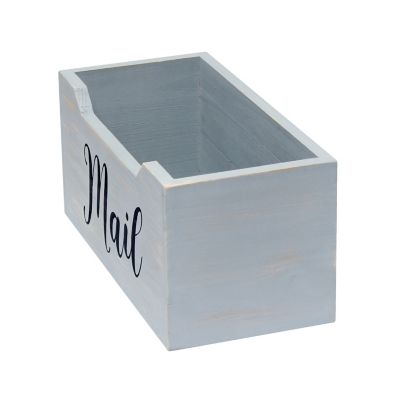 Image showing  Rustic Farmhouse Wooden Tabletop Decorative Organizer Box, Gray, Mail Script