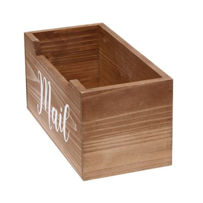 Image showing  Rustic Farmhouse Wooden Tabletop Decorative Organizer Box, Natural, Mail Script