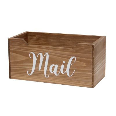 Image showing  Rustic Farmhouse Wooden Tabletop Decorative Organizer Box, Natural, Mail Script