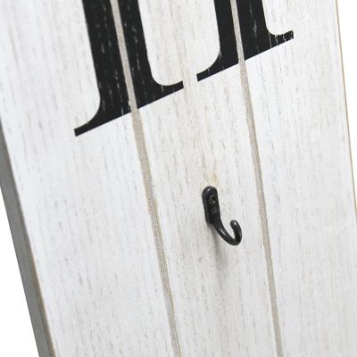 Image showing  42 in. Seasonal Wooden Home Porch Sign with 4 Interchangeable Floral Wreaths, White