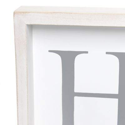 Image showing  23 in. Rustic Farmhouse Wooden Seasonal Interchangeable Symbol Home Frame with 12 Ornaments, White