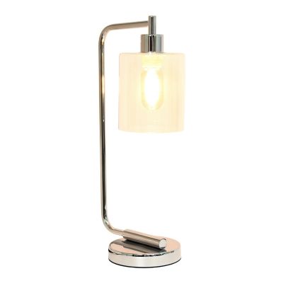 Image showing  Modern Iron Desk Lamp with Glass Shade, Polished Chrome