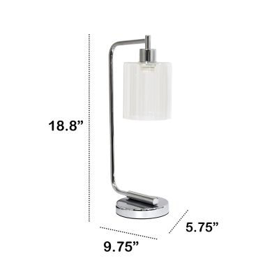 Image showing  Modern Iron Desk Lamp with Glass Shade, Polished Chrome