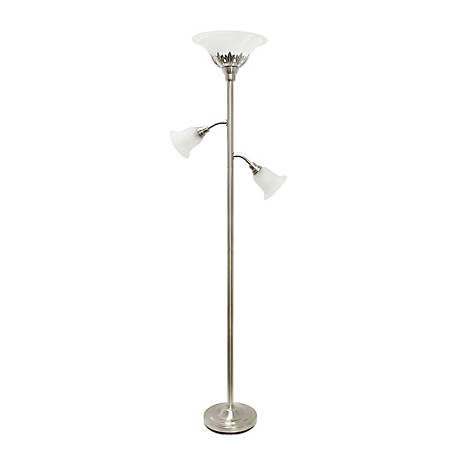 Lalia Home Torchiere Floor Lamp With 2, Catalina Lighting 2 Light Silver Finish Torchiere Floor Lamp