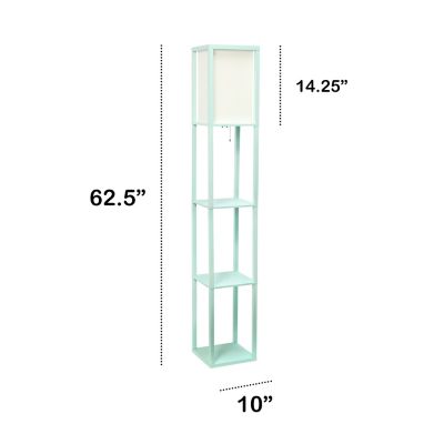 Image showing  62.75 in. Column Shelf Floor Lamp with Linen Shade, Aqua