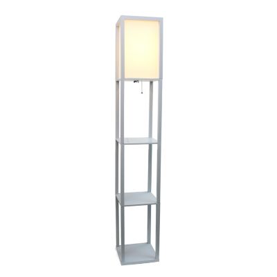 Image showing  62.75 in. Column Shelf Floor Lamp with Linen Shade, Gray