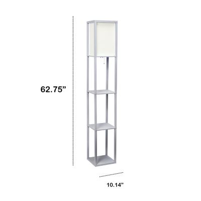 Image showing  62.75 in. Column Shelf Floor Lamp with Linen Shade, Gray