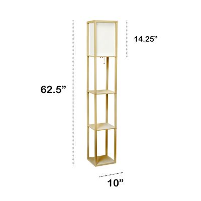 Image showing  62.75 in. Column Shelf Floor Lamp with Linen Shade, Tan