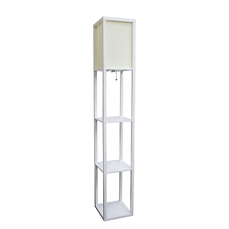 Lalia Home 62.75 in. Column Shelf Floor Lamp with Linen Shade, White