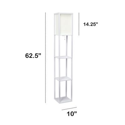 Image showing  62.75 in. Column Shelf Floor Lamp with Linen Shade, White
