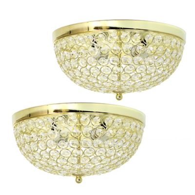 Image showing  2-Light Crystal Glam Flush-Mount Ceiling Lights, Gold, 2 pc.