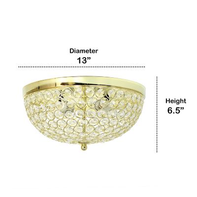 Image showing  2-Light Crystal Glam Flush-Mount Ceiling Lights, Gold, 2 pc.