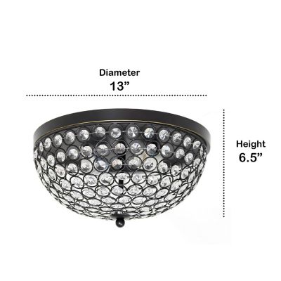 Image showing  2-Light Crystal Glam Flush-Mount Ceiling Light, Restoration Bronze