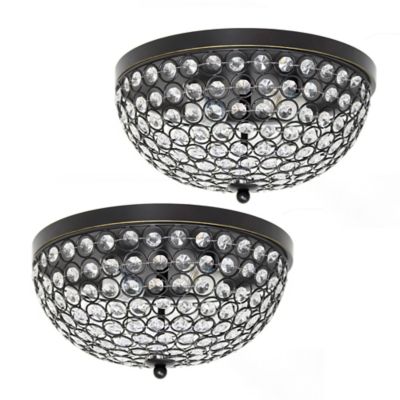 Image showing  2-Light Crystal Glam Flush-Mount Ceiling Lights, Restoration Bronze, 2 pc.