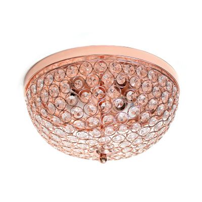 Lalia Home 2-Light Crystal Glam Flush-Mount Ceiling Light, Rose Gold