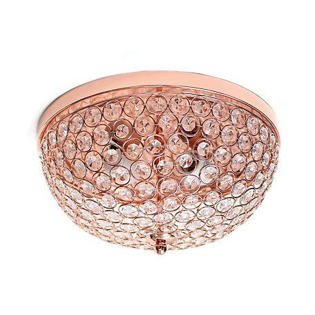 Lalia Home 2-Light Crystal Glam Flush-Mount Ceiling Light, Rose Gold