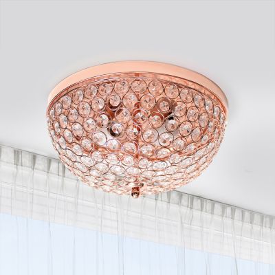 Image showing  2-Light Crystal Glam Flush-Mount Ceiling Light, Rose Gold