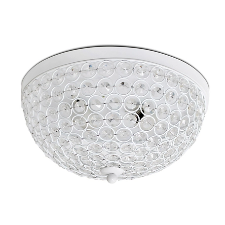 Lalia Home 2-Light Crystal Glam Flush-Mount Ceiling Light, White