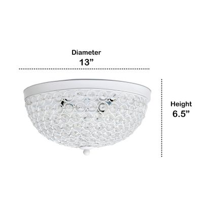 Image showing  2-Light Crystal Glam Flush-Mount Ceiling Light, White