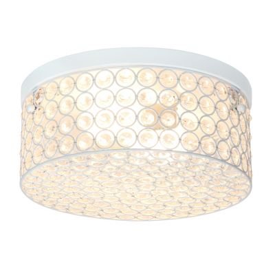 Image showing  2-Light Glam Flush-Mount Round Light, White