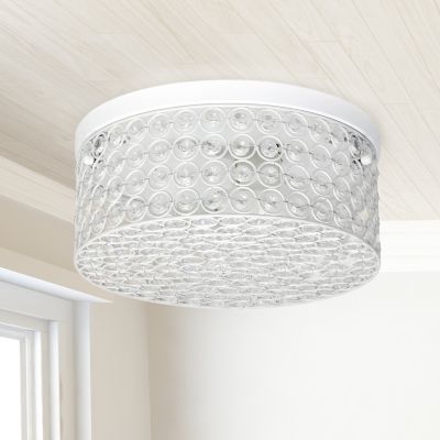 Image showing  2-Light Glam Flush-Mount Round Light, White