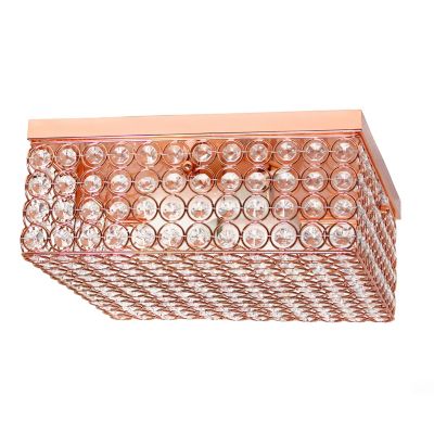 Image showing  2-Light Glam Flush-Mount Square Light, Rose Gold