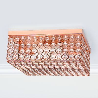 Image showing  2-Light Glam Flush-Mount Square Light, Rose Gold