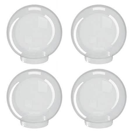 SOLUS 6 in. Clear Smooth Acrylic Diameter Globes, 3.24 in. Outside Diameter, Screw Neck, 4-Pack