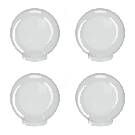 SOLUS 6 in. Clear Smooth Acrylic Diameter Globes, 3.14 in. Outside Diameter, Fitter Neck, 4-Pack