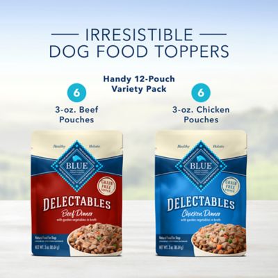 Image showing  Delectables Adult Natural Chicken and Beef Chunks Wet Dog Food Variety Pack, 3 oz. Pouch, Pack of 12